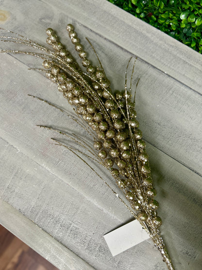 28 Inch Champagne Glitter Berry Spray