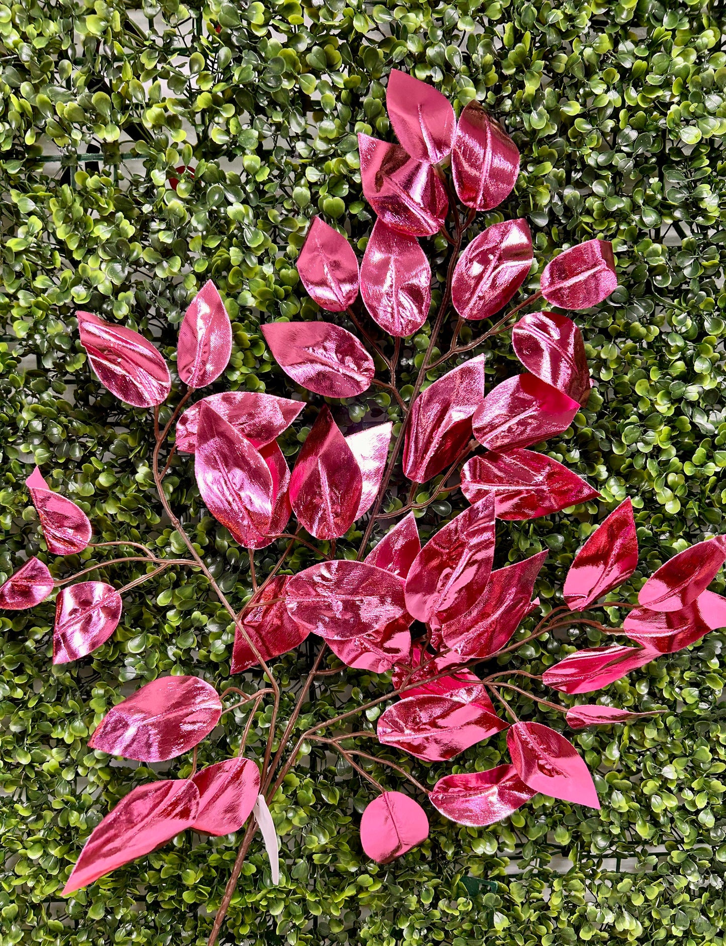 23 Inch Pink Metallic Ficus Spray