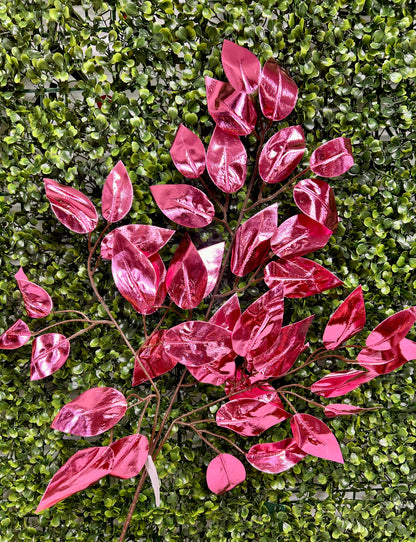 23 Inch Pink Metallic Ficus Spray