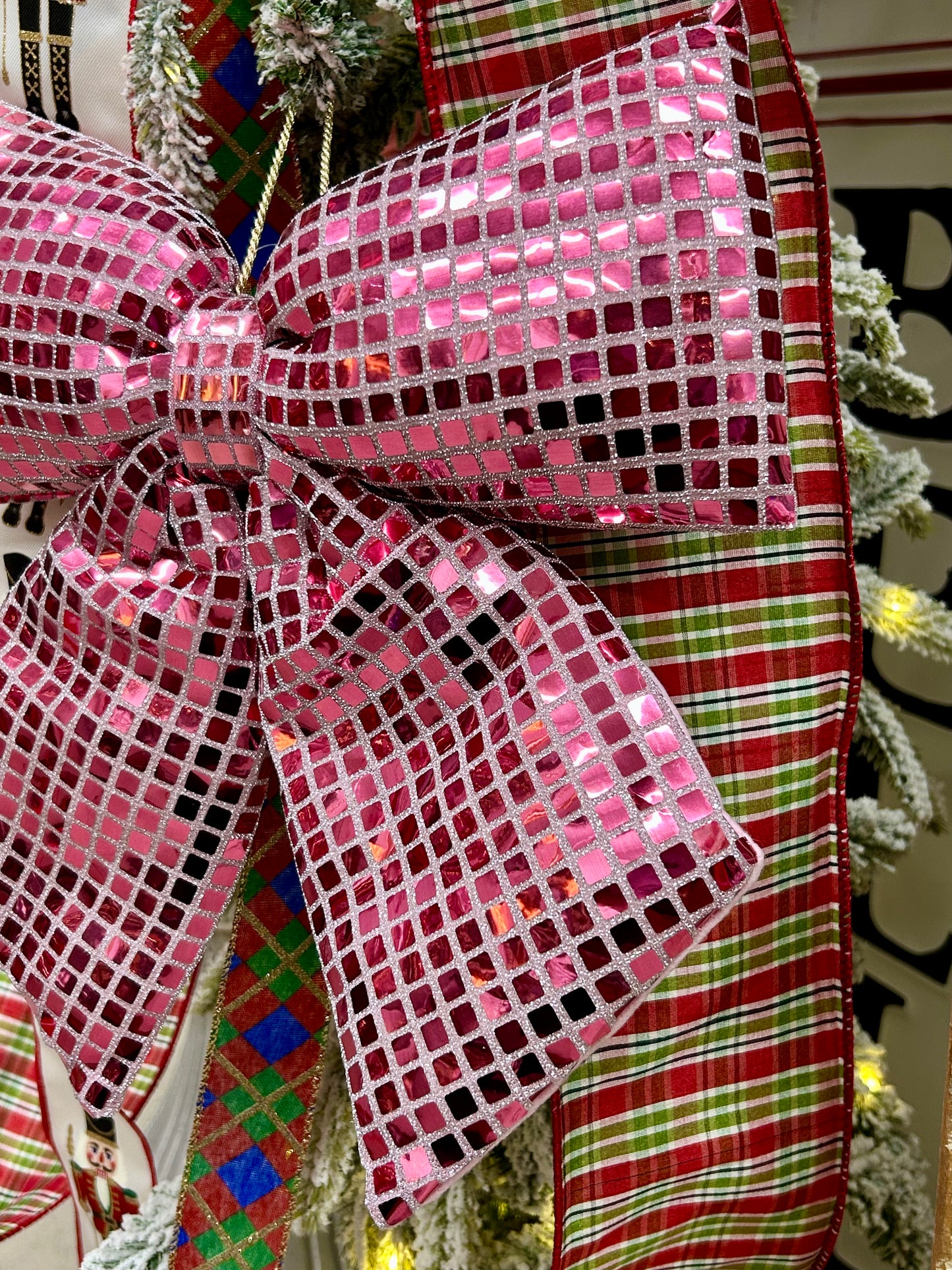 12 Inch Pink Bow Ornament