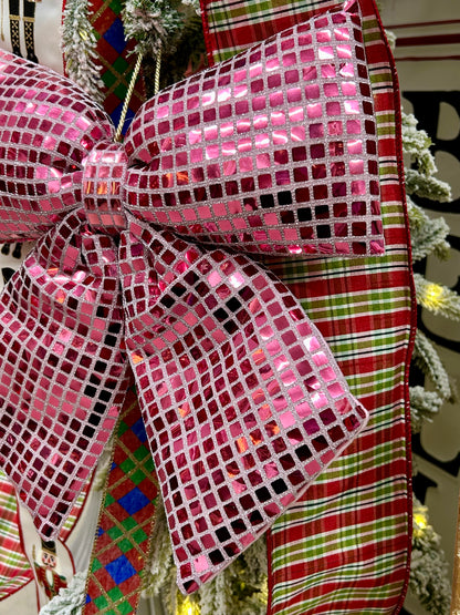 12 Inch Pink Bow Ornament