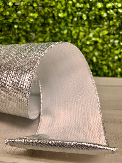4 Inch By 10 Yard Silver Metallic Ribbon