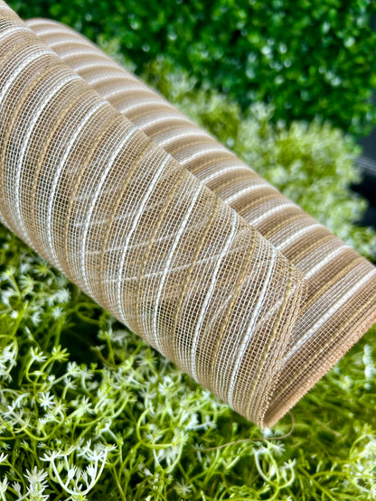 10.25 Inch By 10 Yard Natural And White Fine Weave Jute And Fiber Mesh