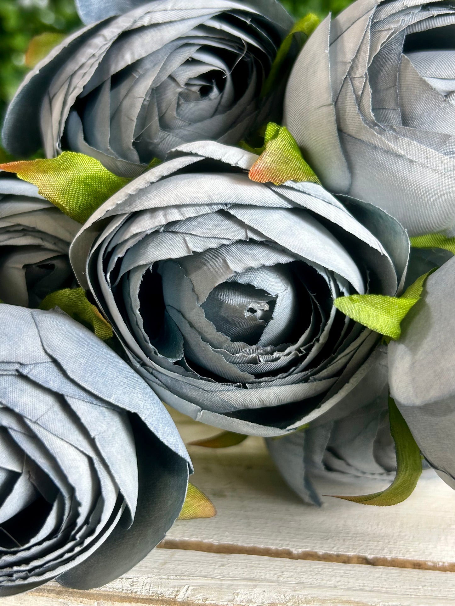 16.5 Inch Grey Ranunculus Bush