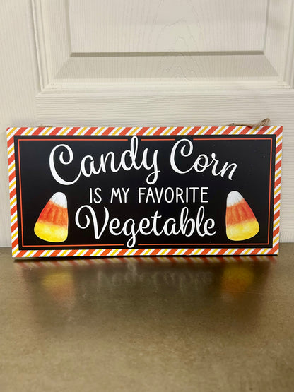 12.5 Inch Candy Corn Vegetable Wood Sign