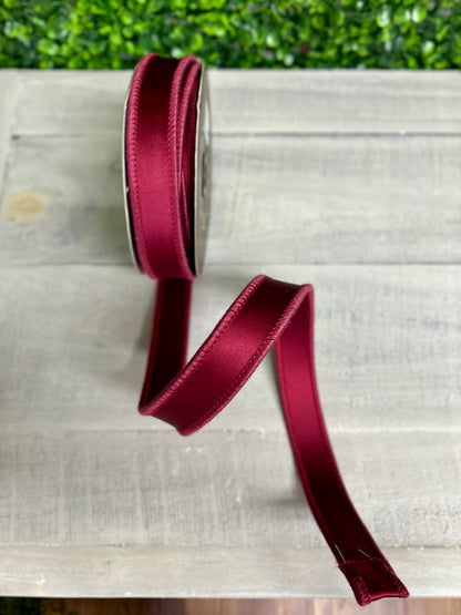 John Mark 1 Inch By 10 Yard Burgundy Satin Double Fused Ribbon
