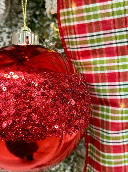 5 Inch Red Sequin Ball Ornament
