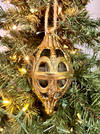 8 Inch Metal Filigree Gold Finial Ornament