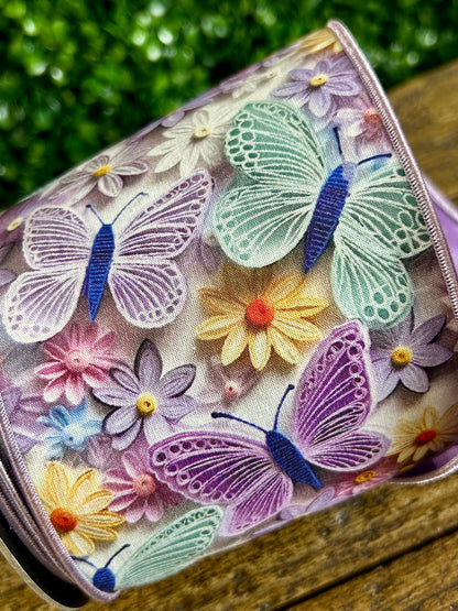 D. Stevens 4 Inch By 10 Yard Lavender Mint And Cream Floral Butterfly Ribbon