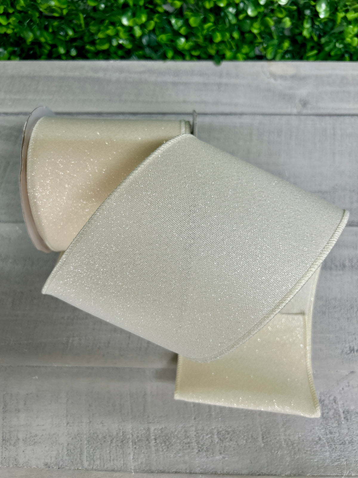 4 Inch By 10 Yard Dark Cream Crystal Shine Ribbon