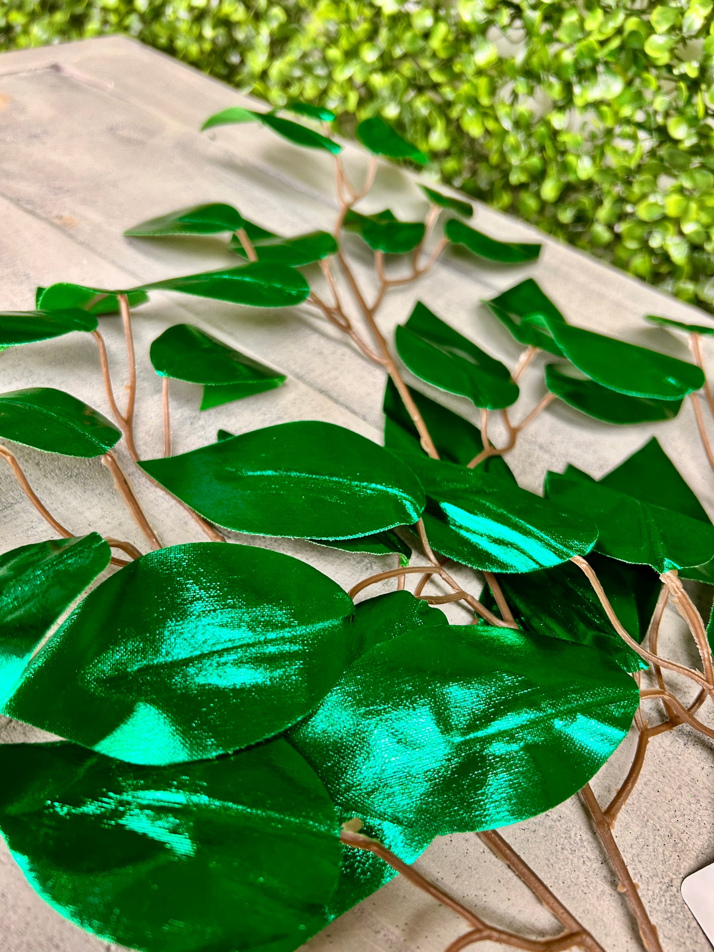 23 Inch Emerald Green Metallic Ficus Spray