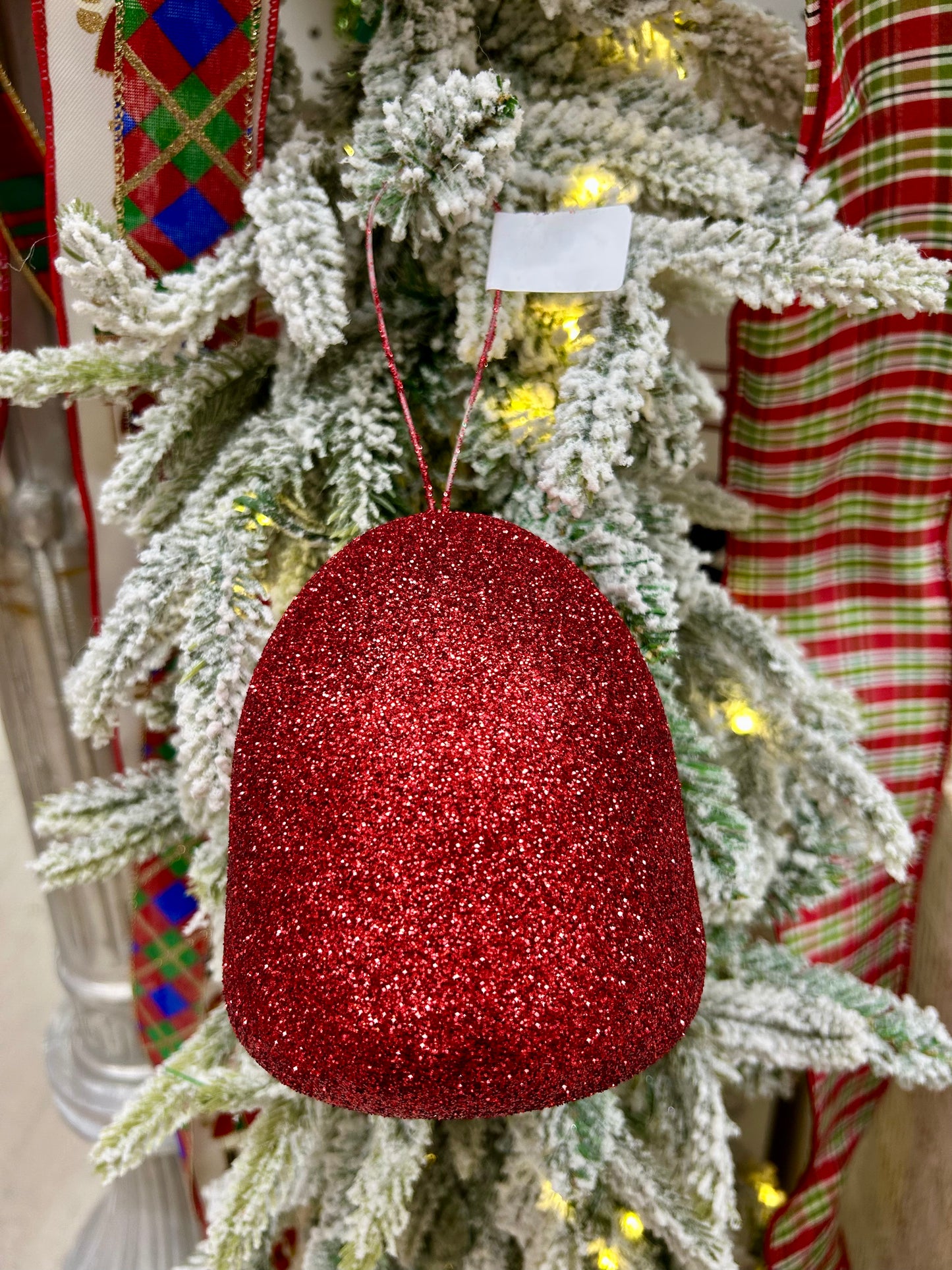 5 Inch Red Glitter Gumdrop Ornament