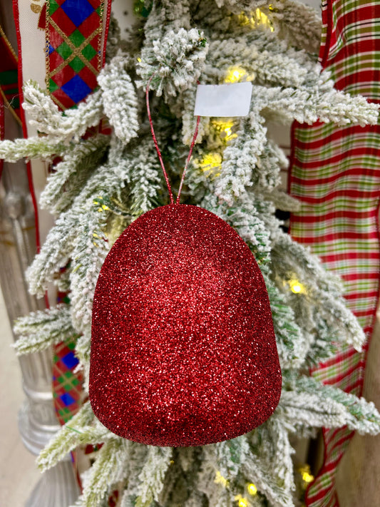 5 Inch Red Glitter Gumdrop Ornament