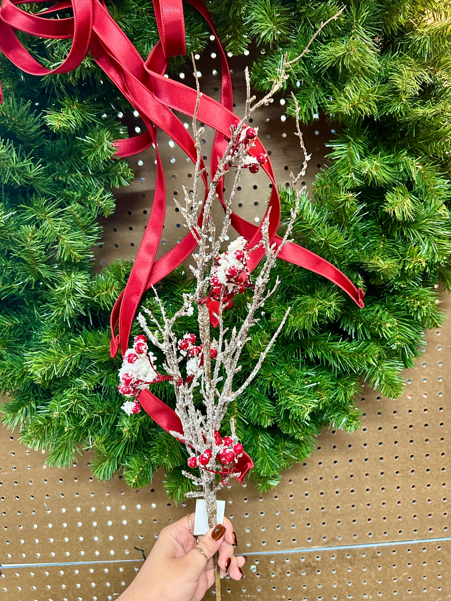 33 Inch Snow Covered Red Berry Spray