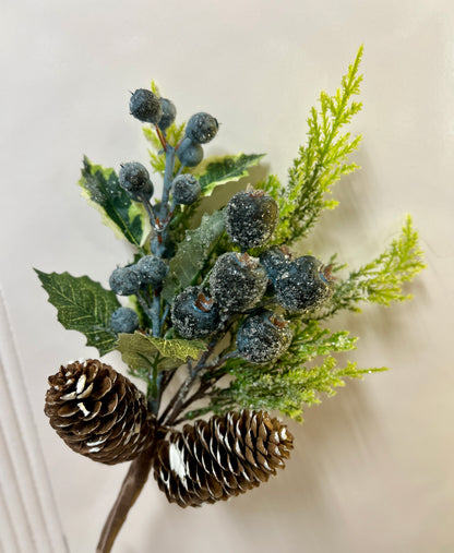 14 Inch Blueberry Pinecone Pick