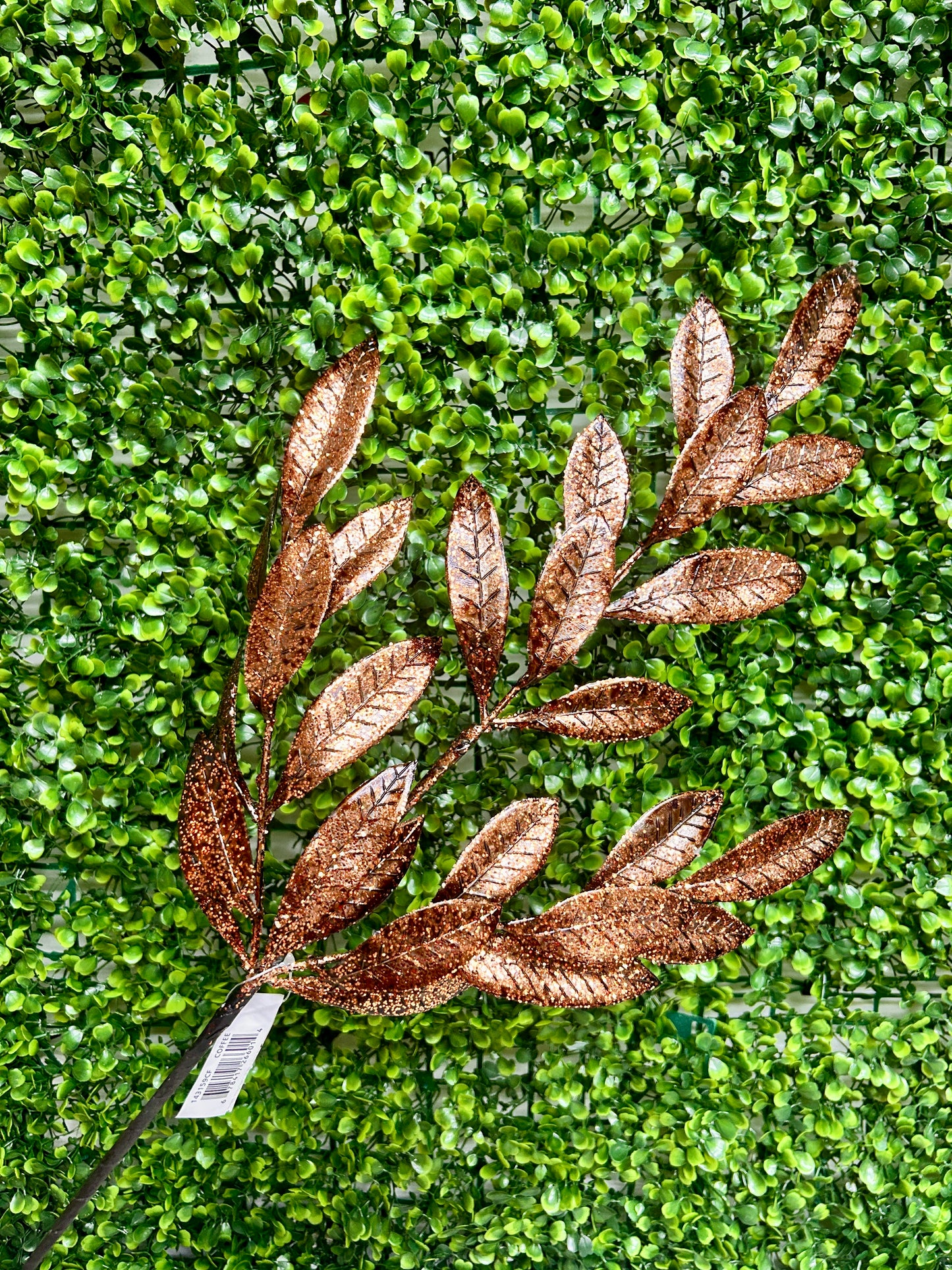 26 Inch Coffee Metallic Bay Leaf Spray