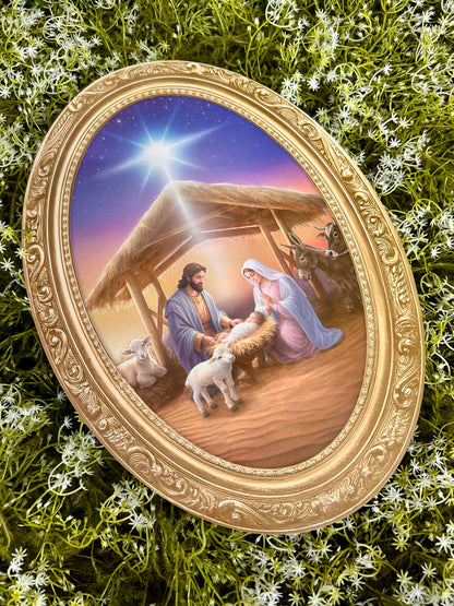 13 Inch Tan And Brown Holy Family Nativity Wood Sign