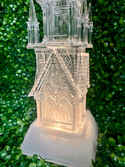 17.25 Inch Clear Acrylic Water Spinning LED Church Snow Globe