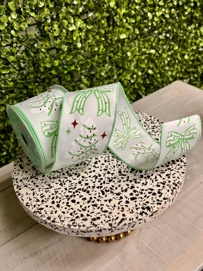 2.5 Inch By 10 Yard Mint Cake Tree And Bow Ribbon