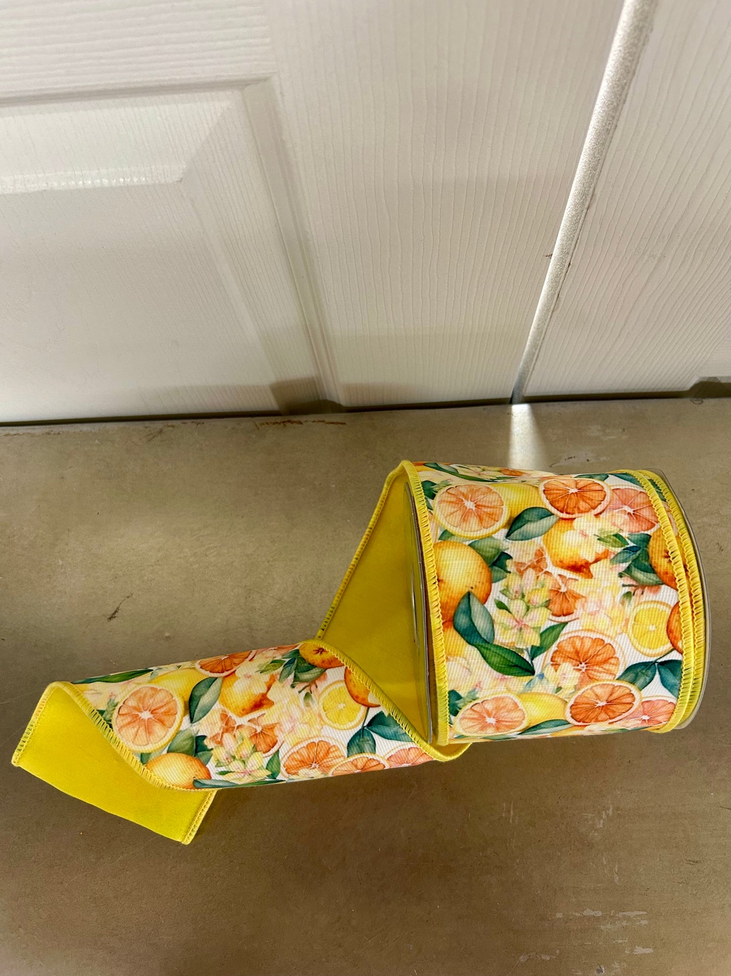 4 Inch By 10 Yard Orange And Lemon Print Ribbon
