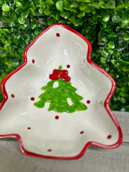 7 Inch Ceramic Holiday Tree And Gingerbread Man Bowl Two Styles