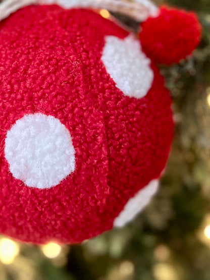 6 Inch Fuzzy Polka Dot Ball Ornament