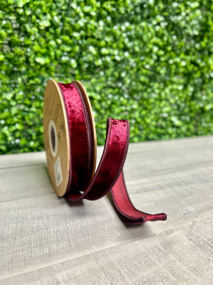 1 Inch By 10 Yard Burgundy Heritage Velvet Ribbon