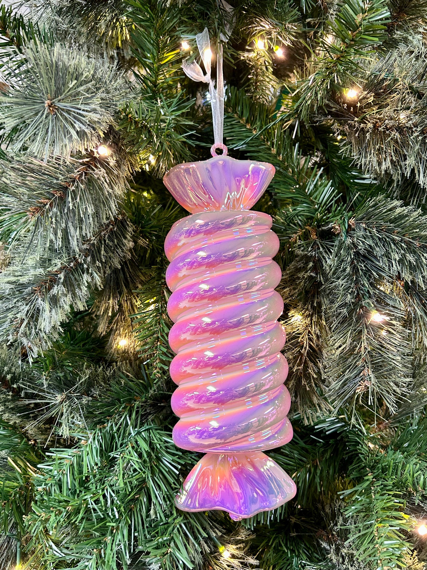 12 Inch Pink Iridescent Candy Ornament Two Styles