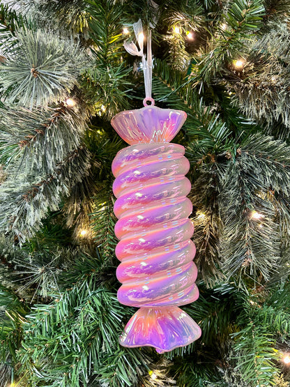 12 Inch Pink Iridescent Candy Ornament Two Styles