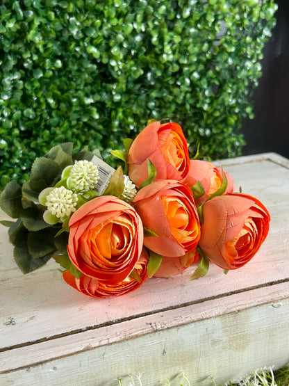 16.5 Inch Orange Ranunculus Bush