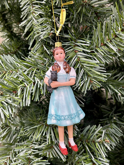 5.5 Inch Girl With Red Sparkly Shoes And Puppy Glass Ornament