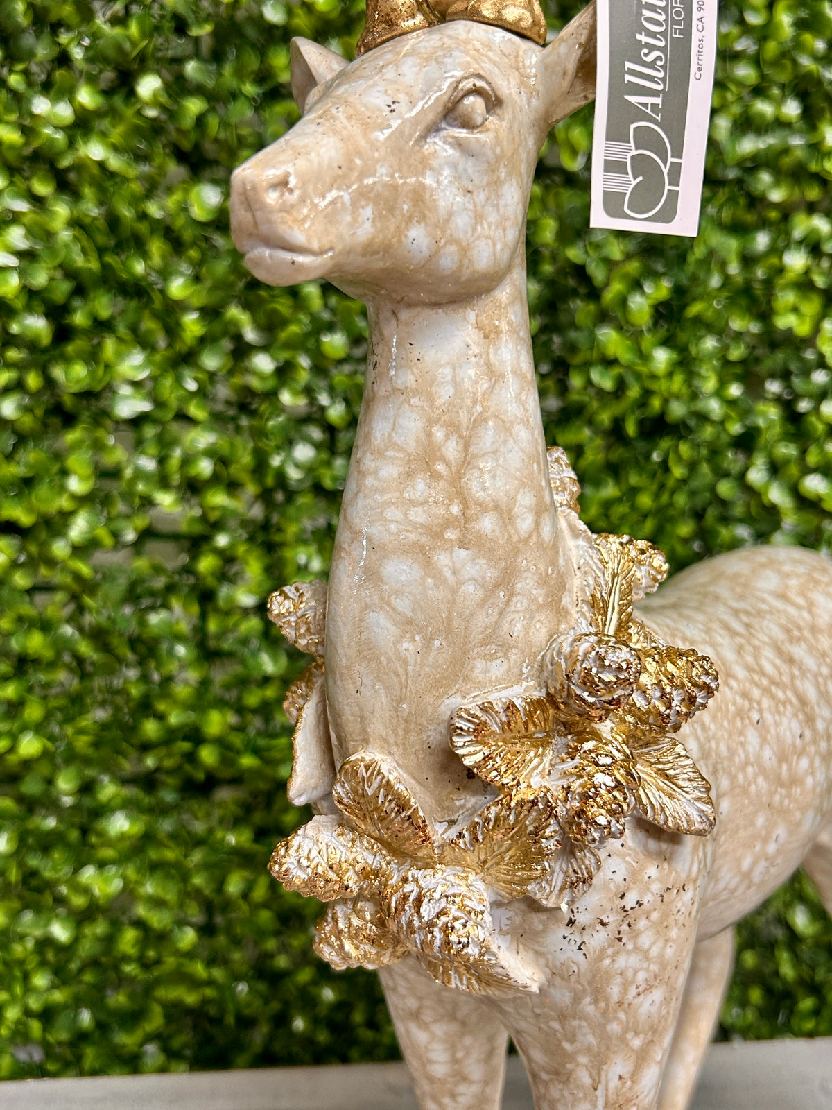 19 Inch Cream And Gold Reindeer