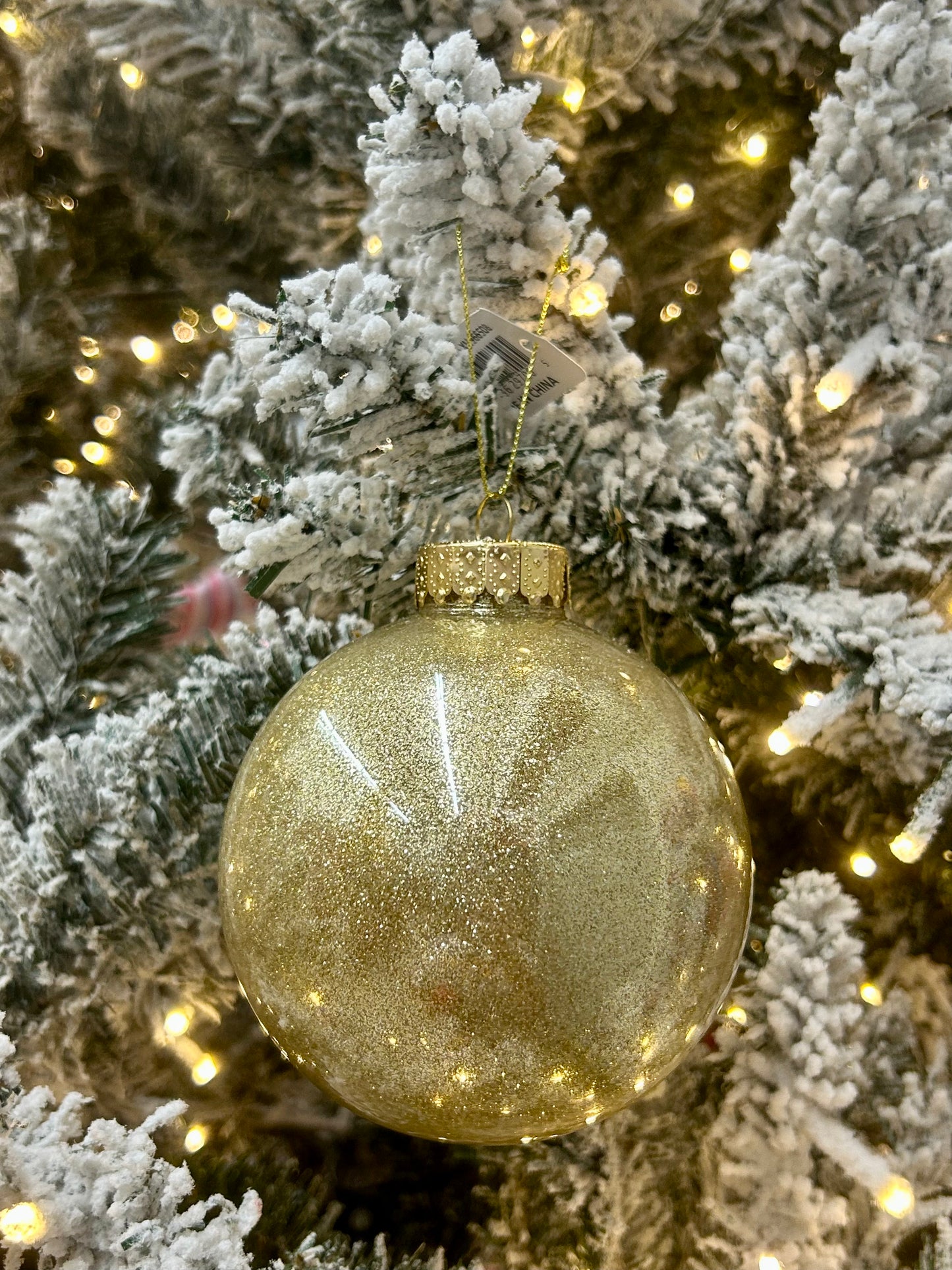 4 Inch Gold Lacquer Look Glitter Ball Ornament