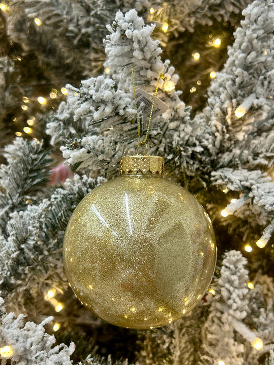 4 Inch Gold Lacquer Look Glitter Ball Ornament