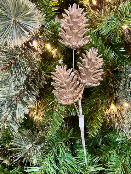 17 Inch Champagne Artificial Pinecone Spray