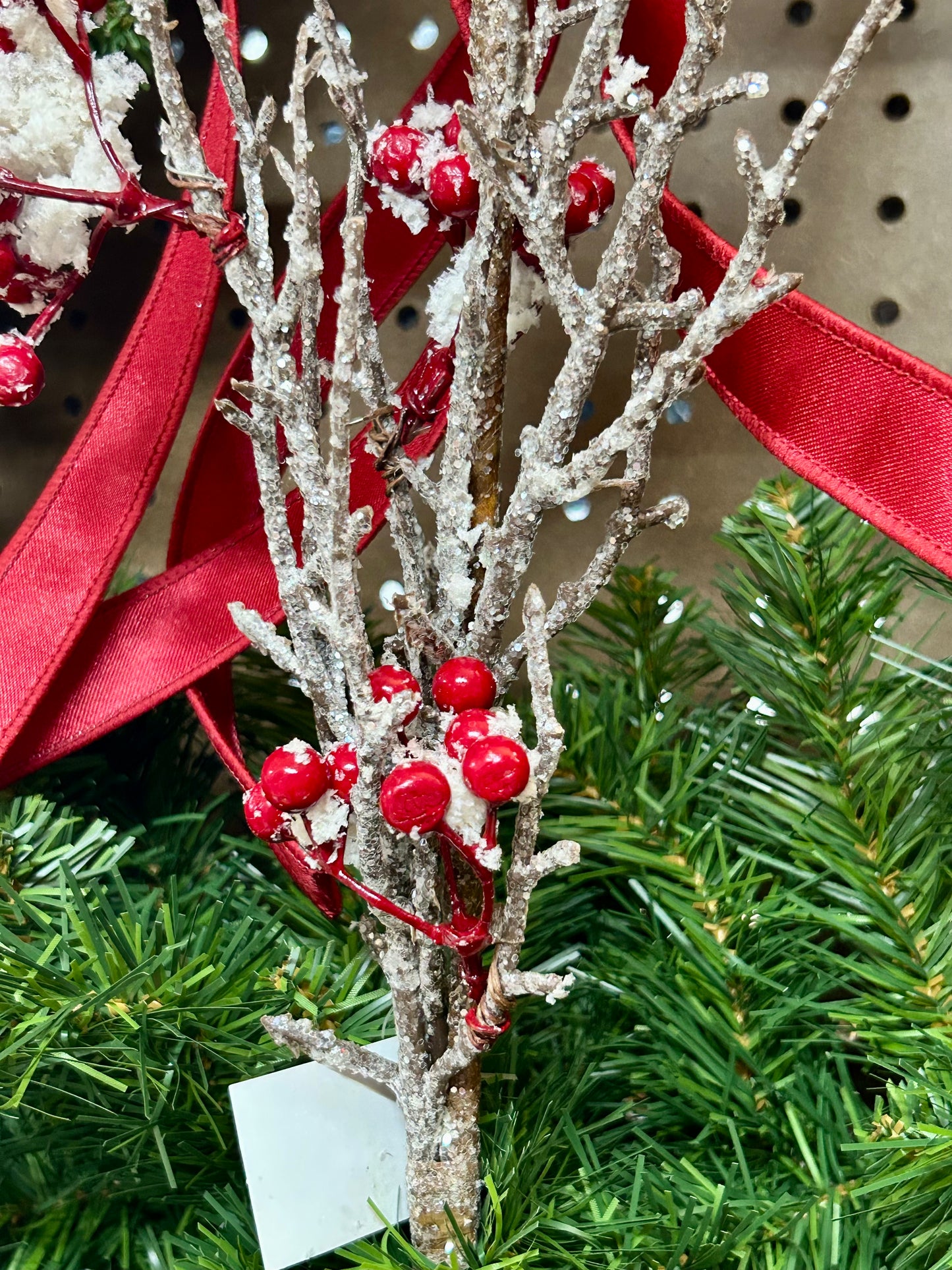 33 Inch Snow Covered Red Berry Spray