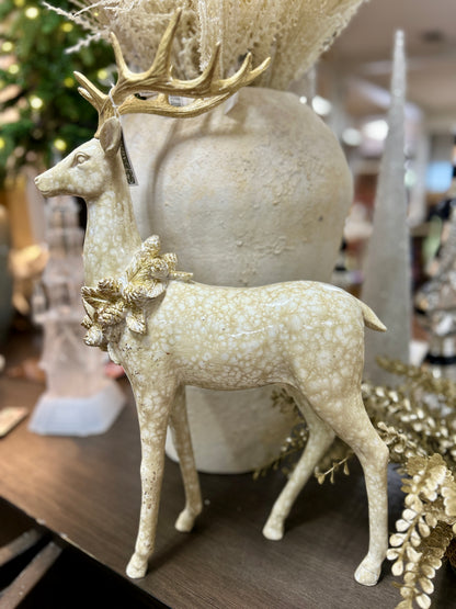 19 Inch Cream And Gold Reindeer