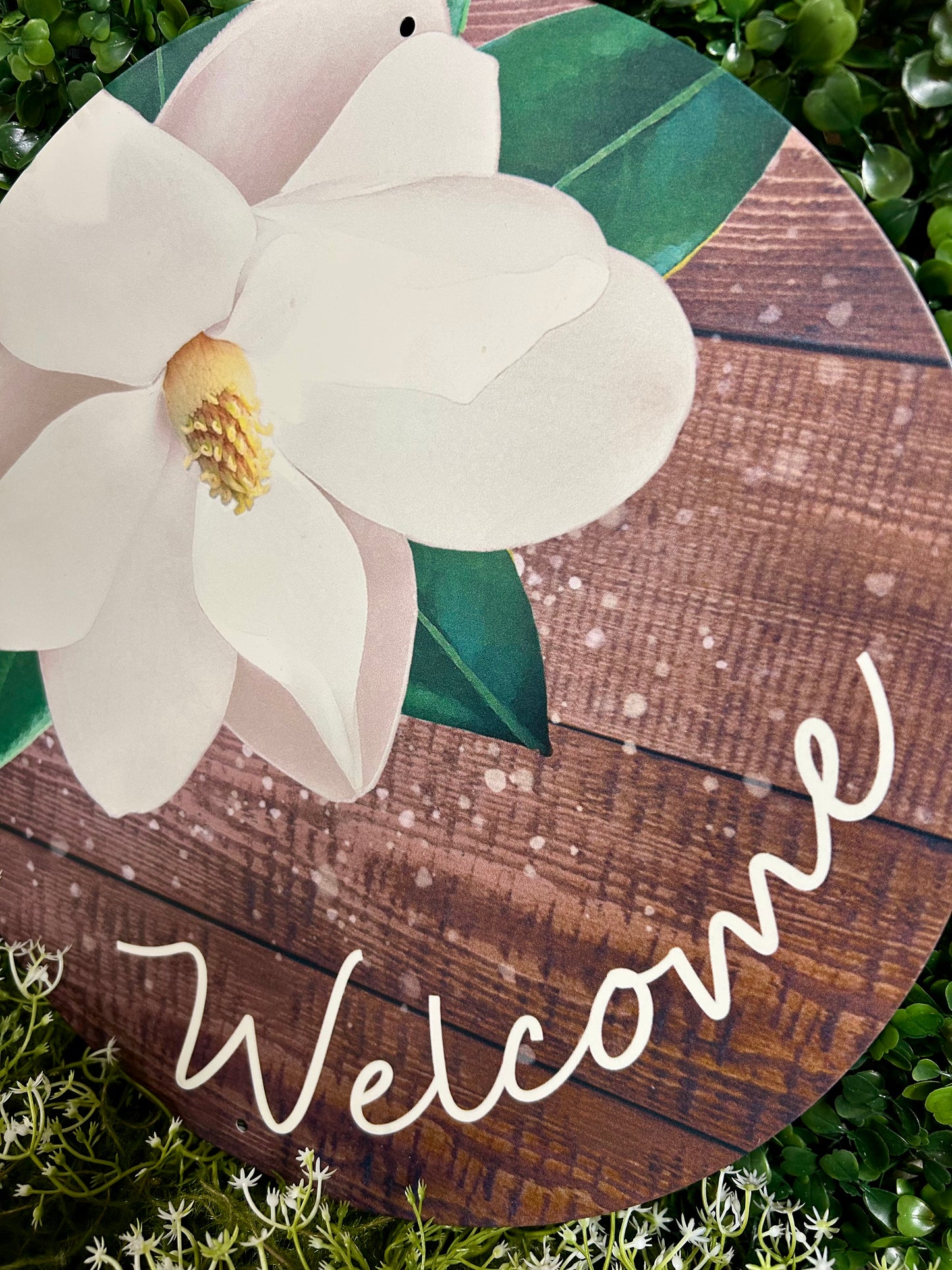 12 Inch Metal Welcome Magnolia Sign