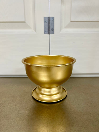 6 Inch All Gold Round Metal Urn
