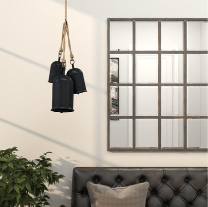 Black Metal Tibetan Inspired Indoor Outdoor Decorative Cow Bells With Jute Hanging Rope Set Of Three