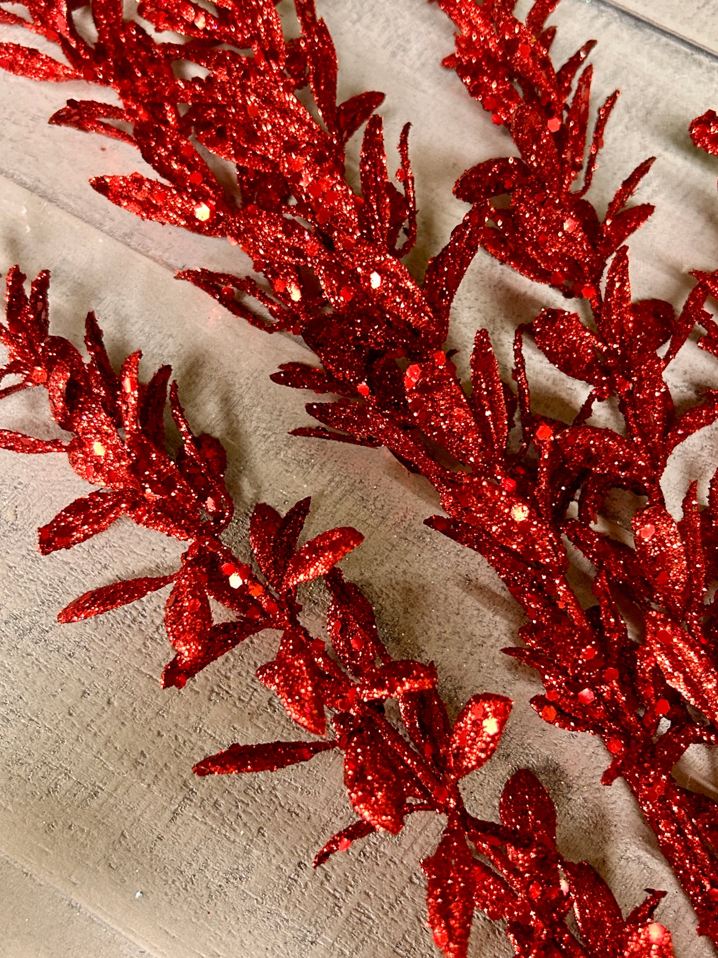 28.5 Inch Red Glittered Rosemary Spray