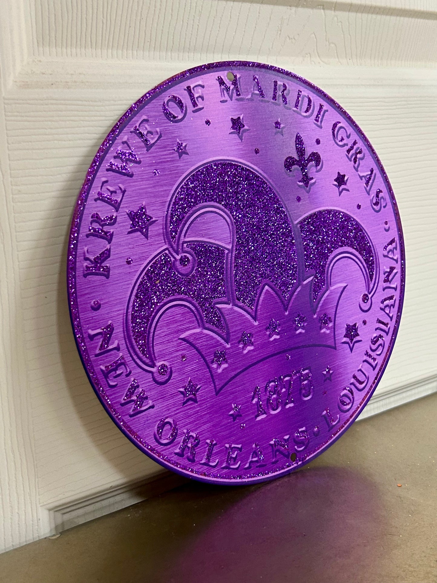 8 Inch Purple Mardi Gras Jester Hat Coin Sign