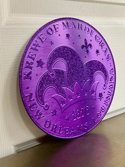 8 Inch Purple Mardi Gras Jester Hat Coin Sign