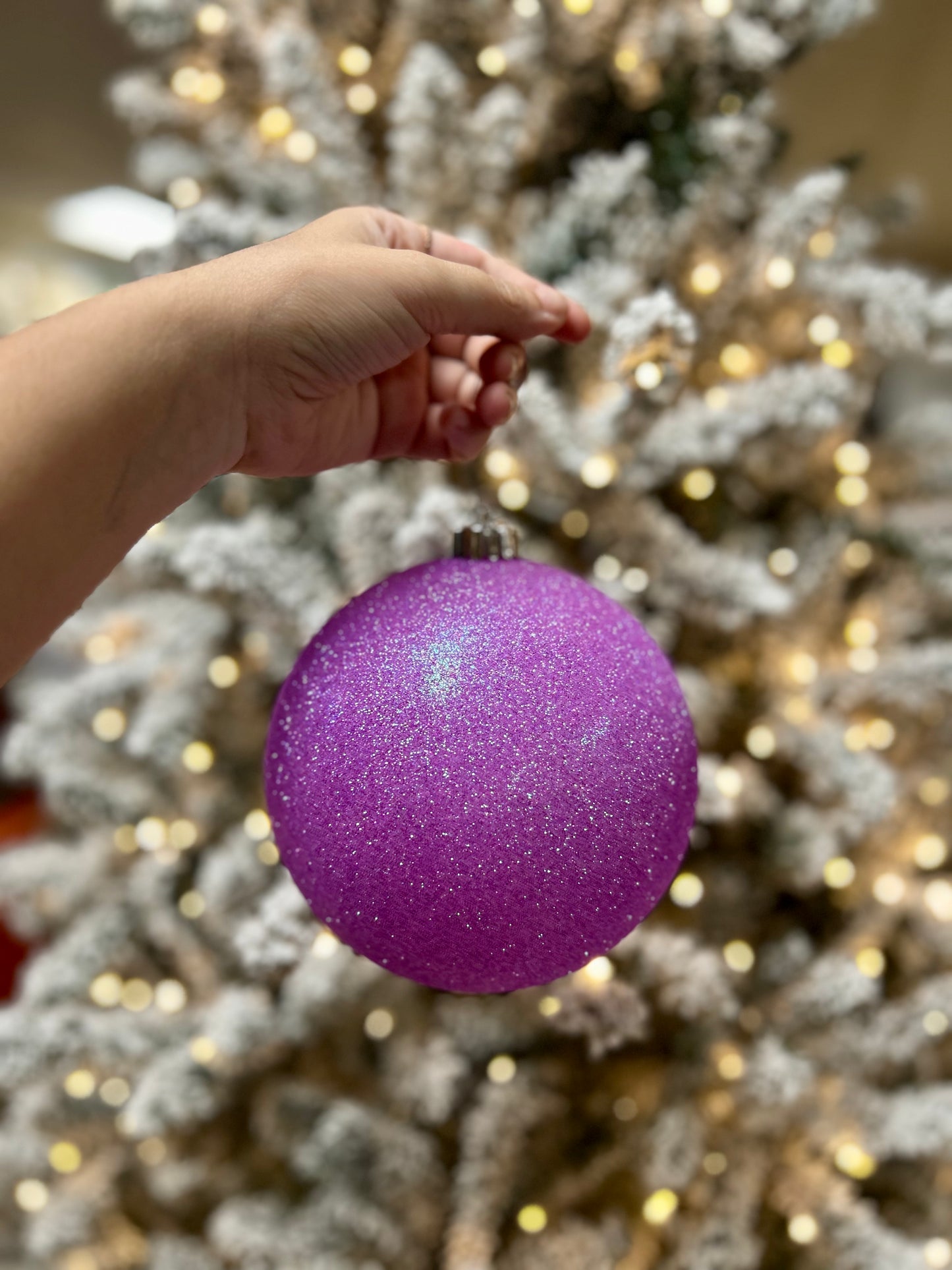 6 Inch Lavender Iridescent Glitter Ornament