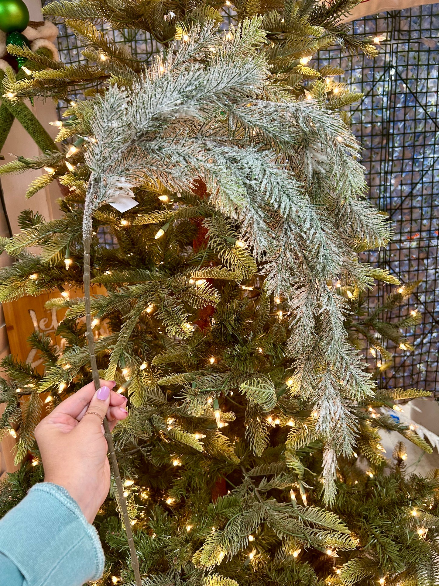 46 Inch White And Green Snow Pine Spray