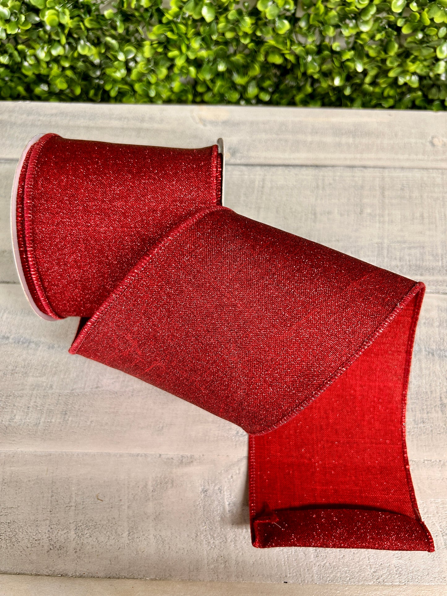 4 Inch By 10 Yard Burgundy Fine Glitter On Royal Ribbon