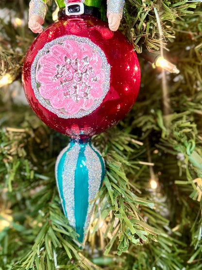 11 Inch Shiny Bright Nutcracker Sphere Glass Ornament