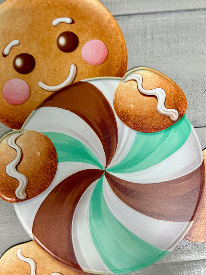 12 Inch Mint And Brown Gingerbread And Candy Metal Sign