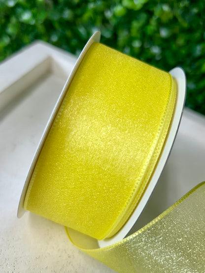1.5 Inch By 25 Yard Lemon Snow Organza Unwired Ribbon