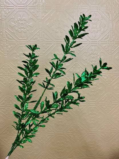 28.5 Inch Green Glittered Rosemary Spray